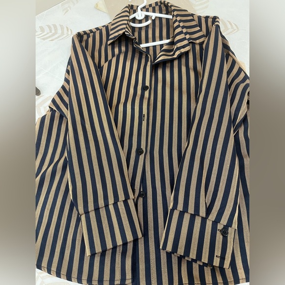 Striped Black and Tan Women‘s Shirt - Picture 2 of 4